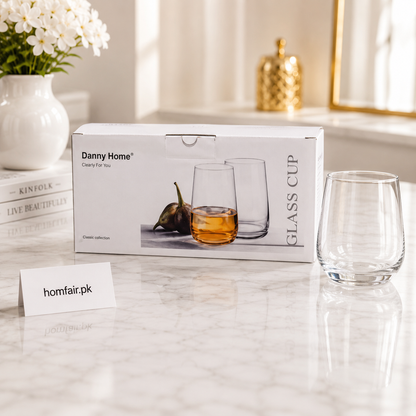 Danny Home Classic Glass Cup Set 6 Pcs Premium Stemless Drinking Glasses