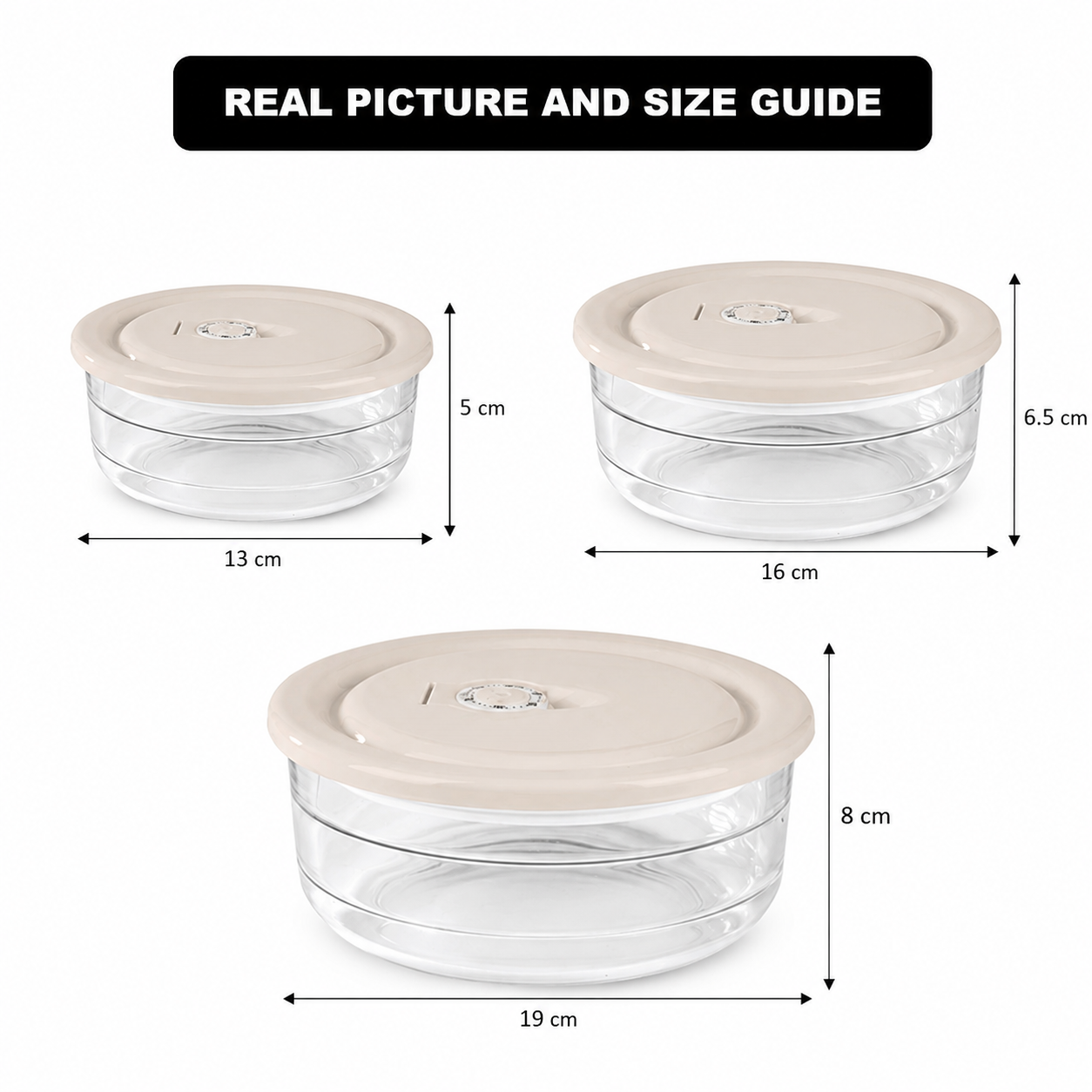 Limon 1230 Vacuum Glass Bowl Set with Dated Lid 3-Piece