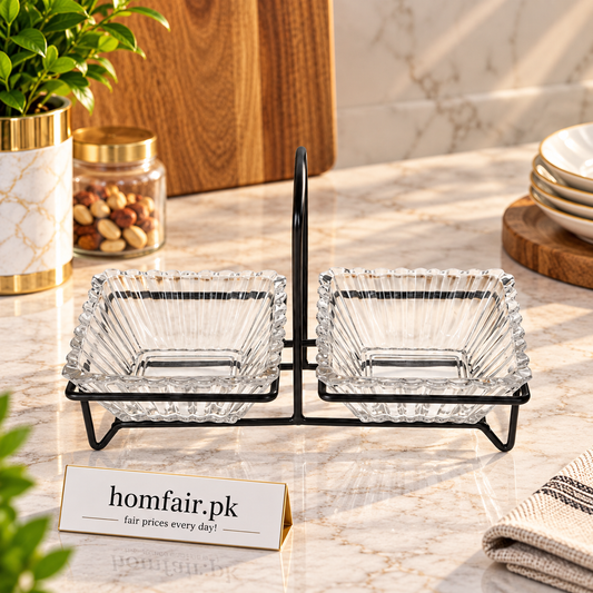 Danny Home Elegant 2-Section Glass Snack Bowl – 250ml Premium Serving Dish for Snacks & Appetizers