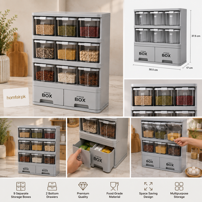 Kitchen Storage Box Organizer with 2 Drawers