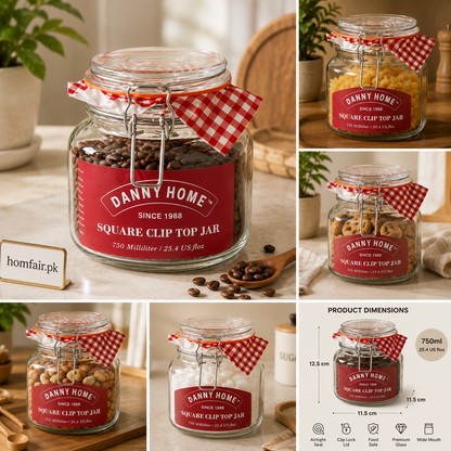 Danny Home Clip Top Glass Storage Jar 750ml