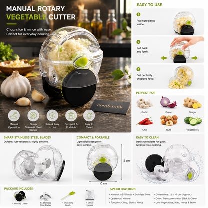 Premium Stainless Steel Garlic Roller Chopper & Manual Mincer Tool