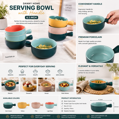 Danny Home Serving Bowl with Handle – 6.2 Inch ( 1 Piece)