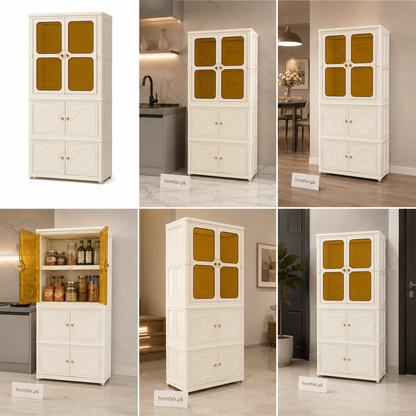 Foldable Multipurpose Dustproof Storage Wardrobe with Transparent Doors