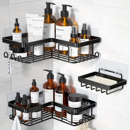 No-Drill Corner Shower Caddy Set Waterproof Bathroom Organizer Rack