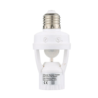Infrared Motion Sensor Lamp Holder Auto On/Off Light Socket