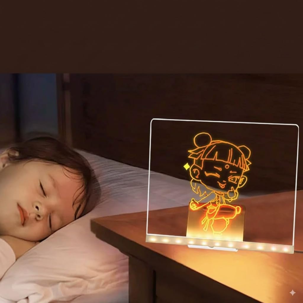 Acrylic Writing Board with LED Touch Base – 3D DIY Night Light for Home & Office