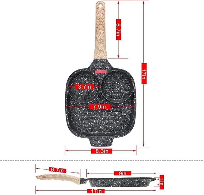 Nonstick Portion Frying Pan Multi Section Egg & Breakfast Pan
