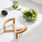 Premium Glass Fruit Bowl with Bamboo Wooden Stand | Modern Serving & Storage Bowl