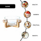 Premium Glass Fruit Bowl with Bamboo Wooden Stand | Modern Serving & Storage Bowl