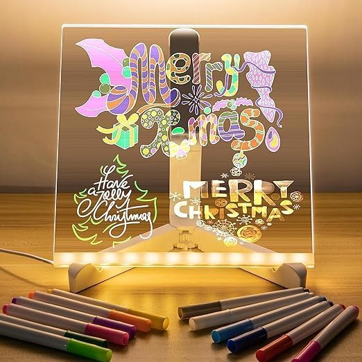 Acrylic Writing Board with LED Touch Base – 3D DIY Night Light for Home & Office