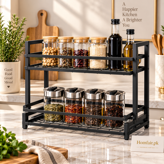 2-Tier Kitchen Counter Organizer Rack - Multiple Kitchen Uses