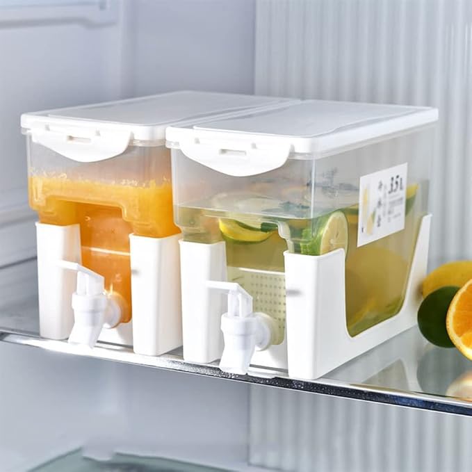 3.5L Refrigerator Cold Water Dispenser with Tap & Fruit Infuser | Beverage Container