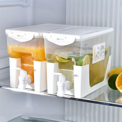 3.5L Refrigerator Cold Water Dispenser with Tap & Fruit Infuser | Beverage Container