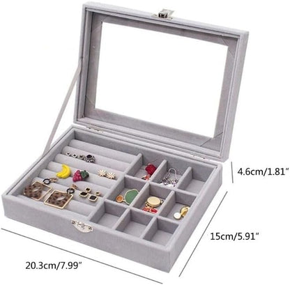 Luxury Glass Top Velvet Jewelry Organizer Box