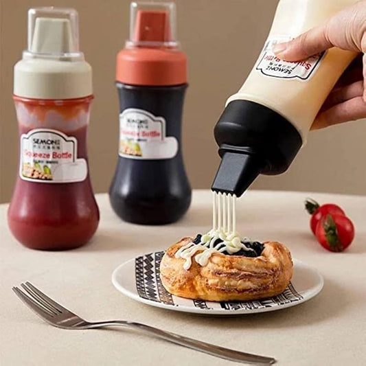 5-Hole Squeeze Sauce Bottle transparent Plastic Condiment Dispenser