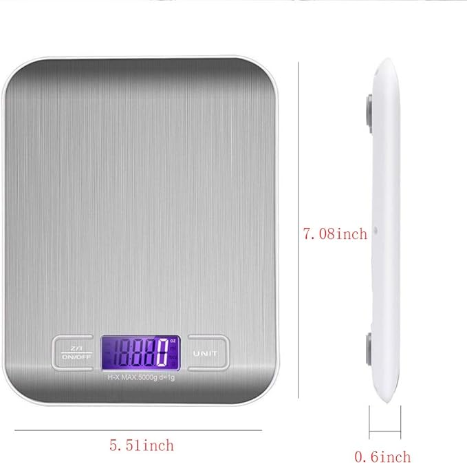 Premium Stainless Steel Digital Kitchen Scale 5kg Capacity Ultra Slim Design