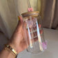 Butterfly Ice Tea Glass with Bamboo Lid & Straw