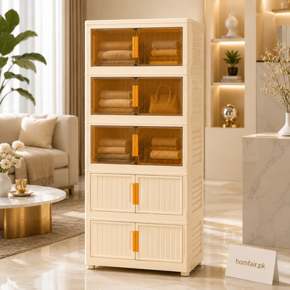 Premium Foldable Multipurpose Dustproof Storage Wardrobe with Transparent Doors