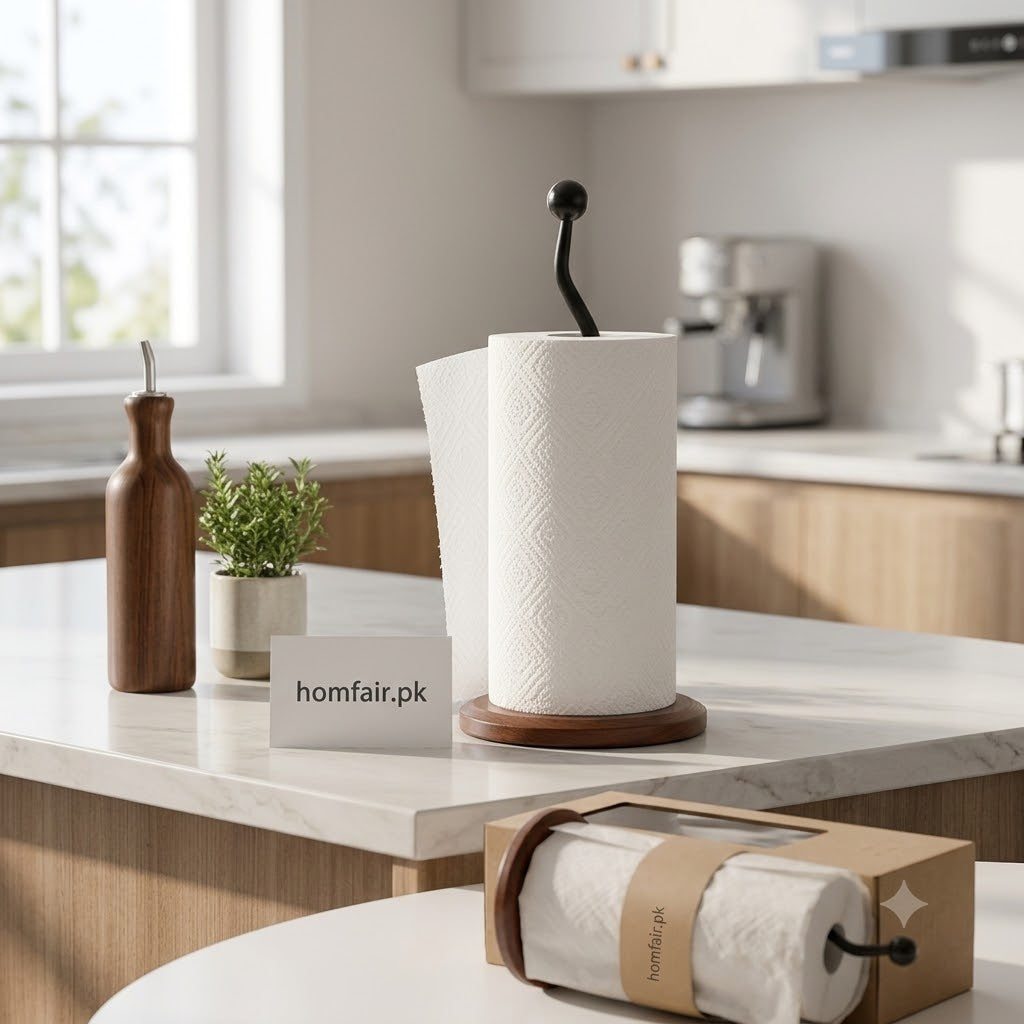 Luxury Wooden Paper Towel Holder Stand Modern Kitchen Tissue Roll Dispenser (Tissue not inculded)