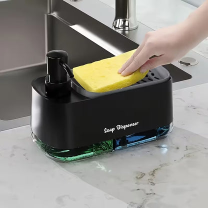 Kitchen Dishwashing Soap Dispenser With Dual Compartments and Sponge Tray
