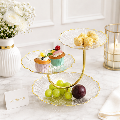 3-Tier Acrylic Dessert Serving Stand with Gold Frame