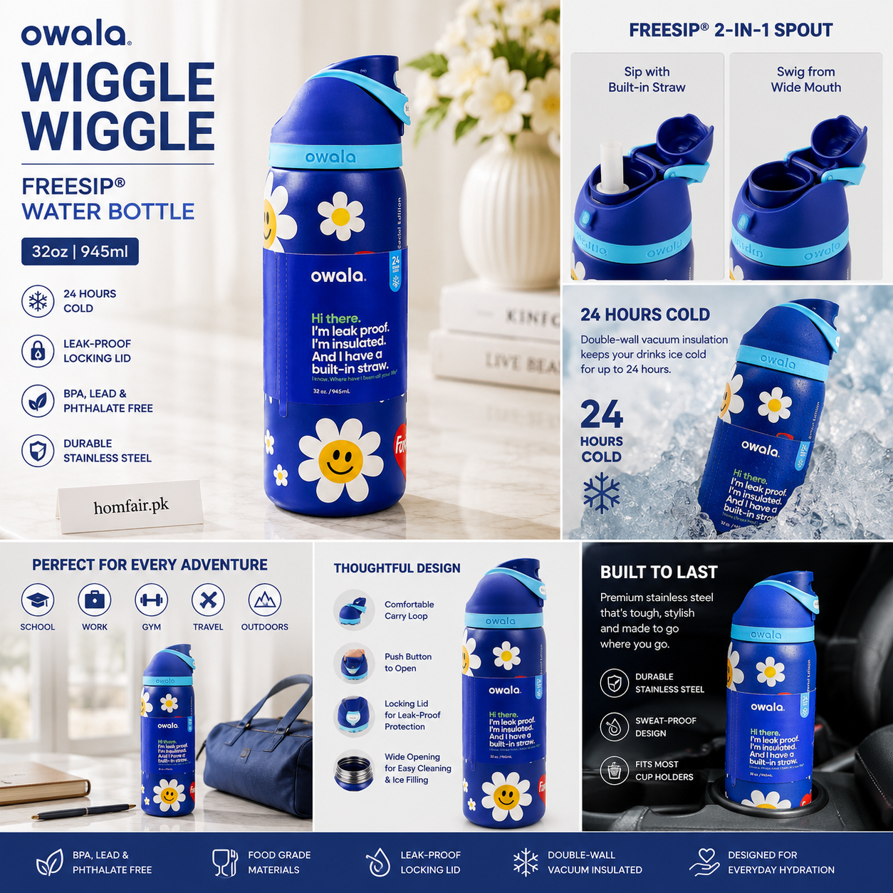 Owala Wiggle Wiggle Insulated Water Bottle – 32oz