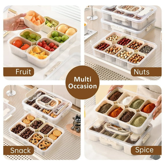 Divided Serving Tray with Lid and Handle Clear Snack Box