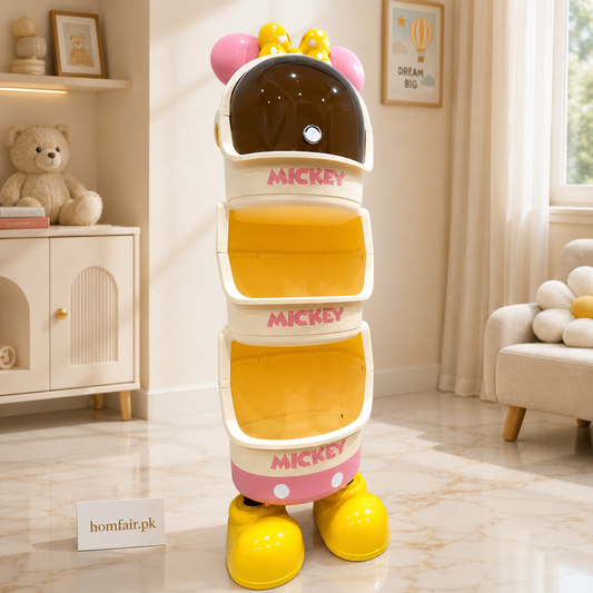 Disney-Inspired 4-Tier Kids Storage Organizer with Flip-Top Cabinet