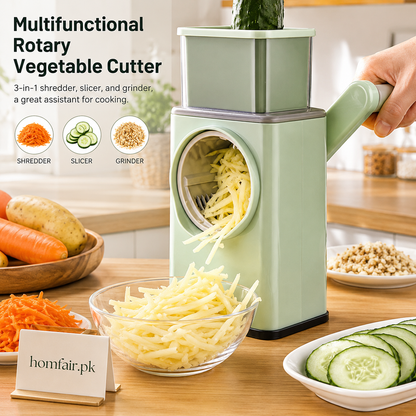 Multifunctional Rotary Vegetable Cutter | Manual Vegetable Slicer & Grater