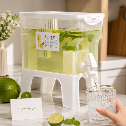 3.5L Refrigerator Cold Water Dispenser with Tap & Fruit Infuser | Beverage Container