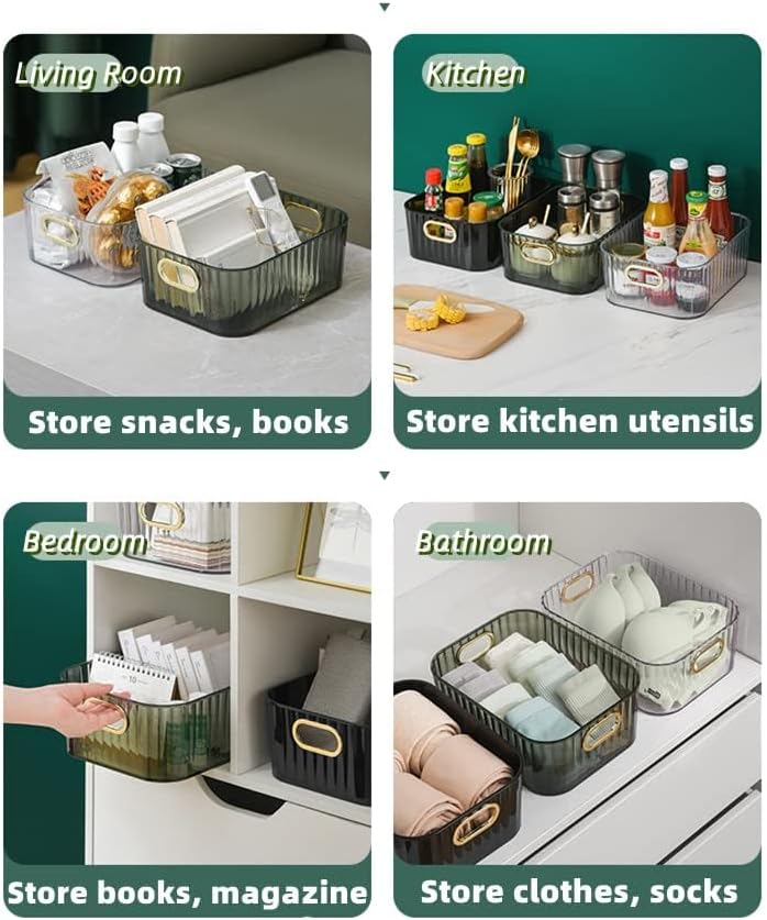 Luxury Transparent Storage Organizer Box With Lid – Multipurpose Plastic Basket for Laundry, Closet & Home Use