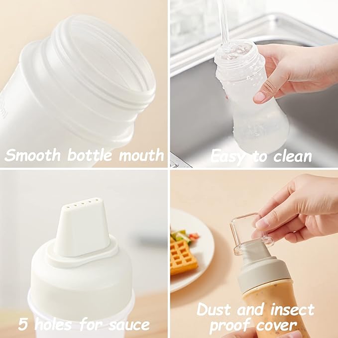 5-Hole Squeeze Sauce Bottle transparent Plastic Condiment Dispenser