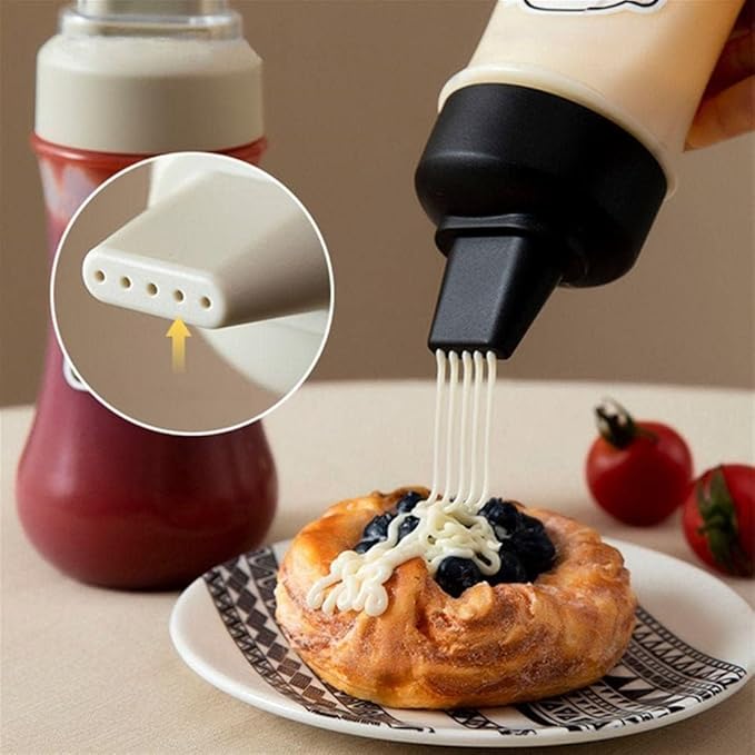 5-Hole Squeeze Sauce Bottle transparent Plastic Condiment Dispenser