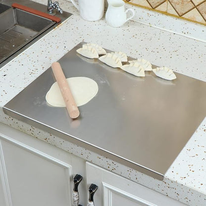 Non-Slip Stainless Steel Cutting Board for Chopping, Dough Rolling and Prep