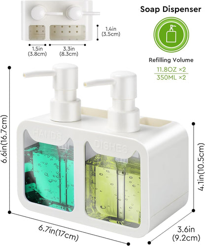 Luxury Dual Soap & Dishwashing Liquid Dispenser with Sponge Holder
