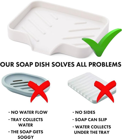 Self-Draining Soap Holder Tray Kitchen & Bathroom Soap Dish