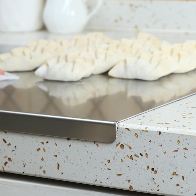Non-Slip Stainless Steel Cutting Board for Chopping, Dough Rolling and Prep