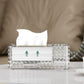 Luxury Crystal Tissue Box Organizer with Remote Holder & Storage Compartments