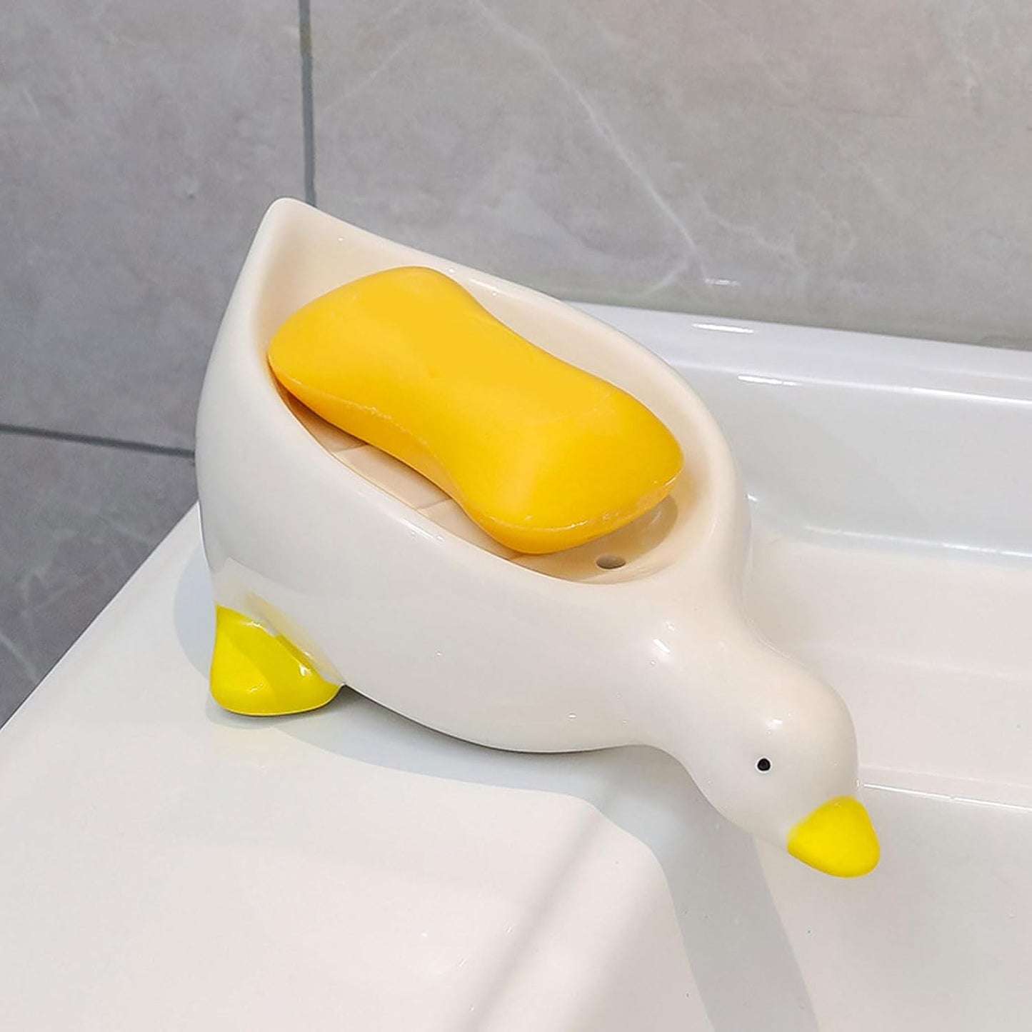 Cute Creative Duck Shape Soap Dish for Bathroom and Kitchen