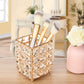 Crystal Makeup Brush & Candle Holder Elegant Desk Organizer