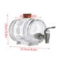 Glass Barrel Beverage Dispenser With Wooden Stand And Top Pineapple Embossed Drink Server