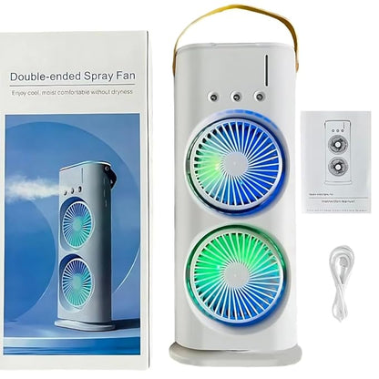 Double Headed Ice Mist Fan Rechargeable Portable Air Cooler