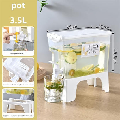 3.5L Refrigerator Cold Water Dispenser with Tap & Fruit Infuser | Beverage Container