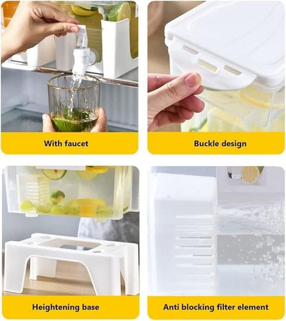 3.5L Refrigerator Cold Water Dispenser with Tap & Fruit Infuser | Beverage Container