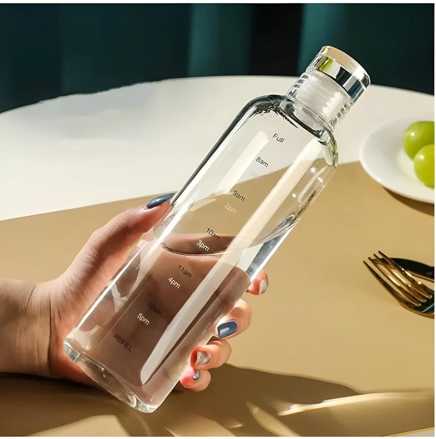 Time Marker Glass Water Bottle Leakproof Sport Hydration Bottle