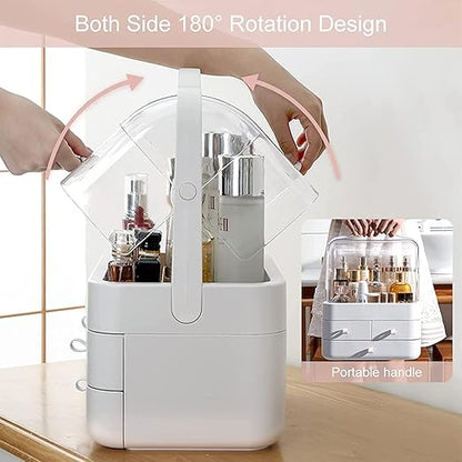Acrylic Double Door Cosmetic Organizer Makeup Storage Box