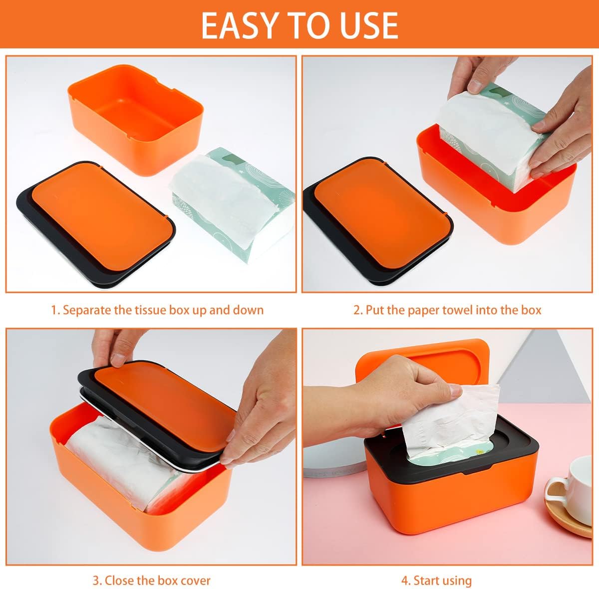 Premium Flip-Top Tissue Box Holder – Portable Tissue Storage Box with Secure Lid