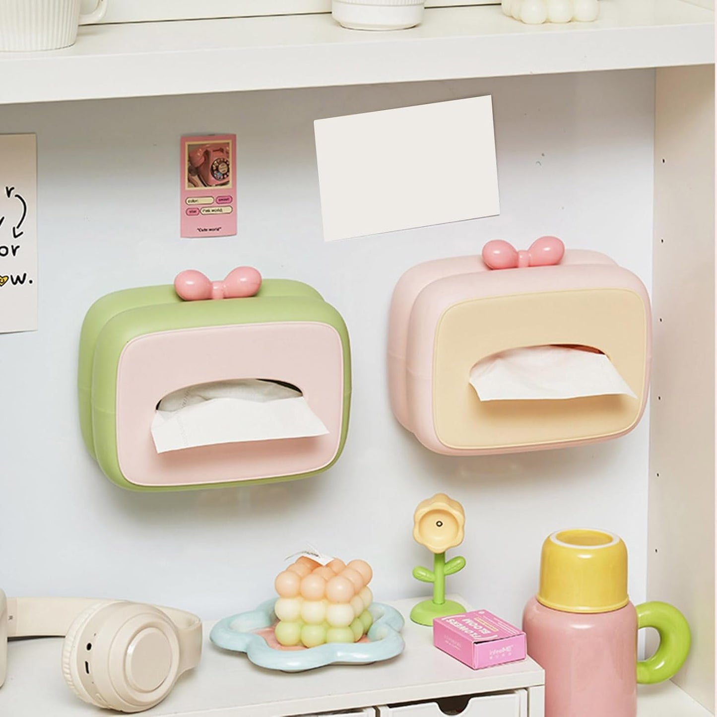 Cute Bow Tissue Box Holder – Premium Pastel Decorative Tissue Box for Home & Vanity