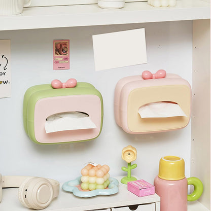 Cute Bow Tissue Box Holder – Premium Pastel Decorative Tissue Box for Home & Vanity